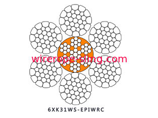 Zusammengepreßtes Stahldrahtseil 6 X K31WS - EPIWRC abgefangener Kern mit Plastikeinspritzungs-Stahl-Kern