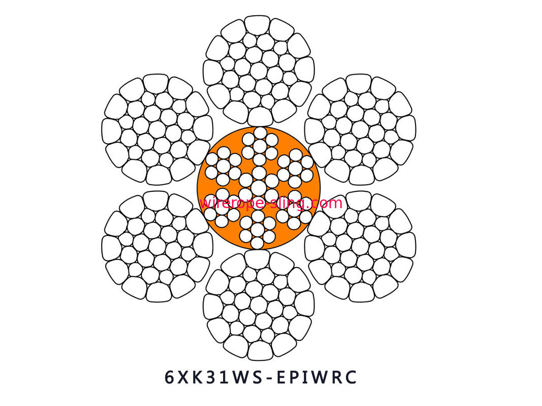 Zusammengepreßtes Stahldrahtseil 6 X K31WS - EPIWRC abgefangener Kern mit Plastikeinspritzungs-Stahl-Kern