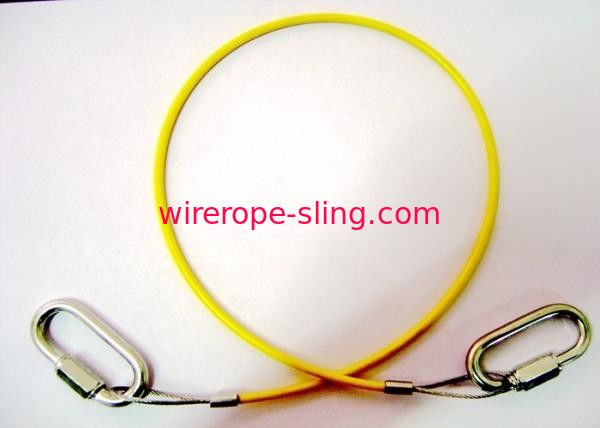 PVCüberzogene Stahldrahtseil-Hebegurt-gelbe Farbschnelle Verbindungen an beiden Seiten