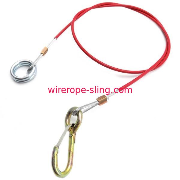 Rotes PVC beschichtete Anschlagseil kundengebundene Länge mit Karabinerhaken/O-Ring