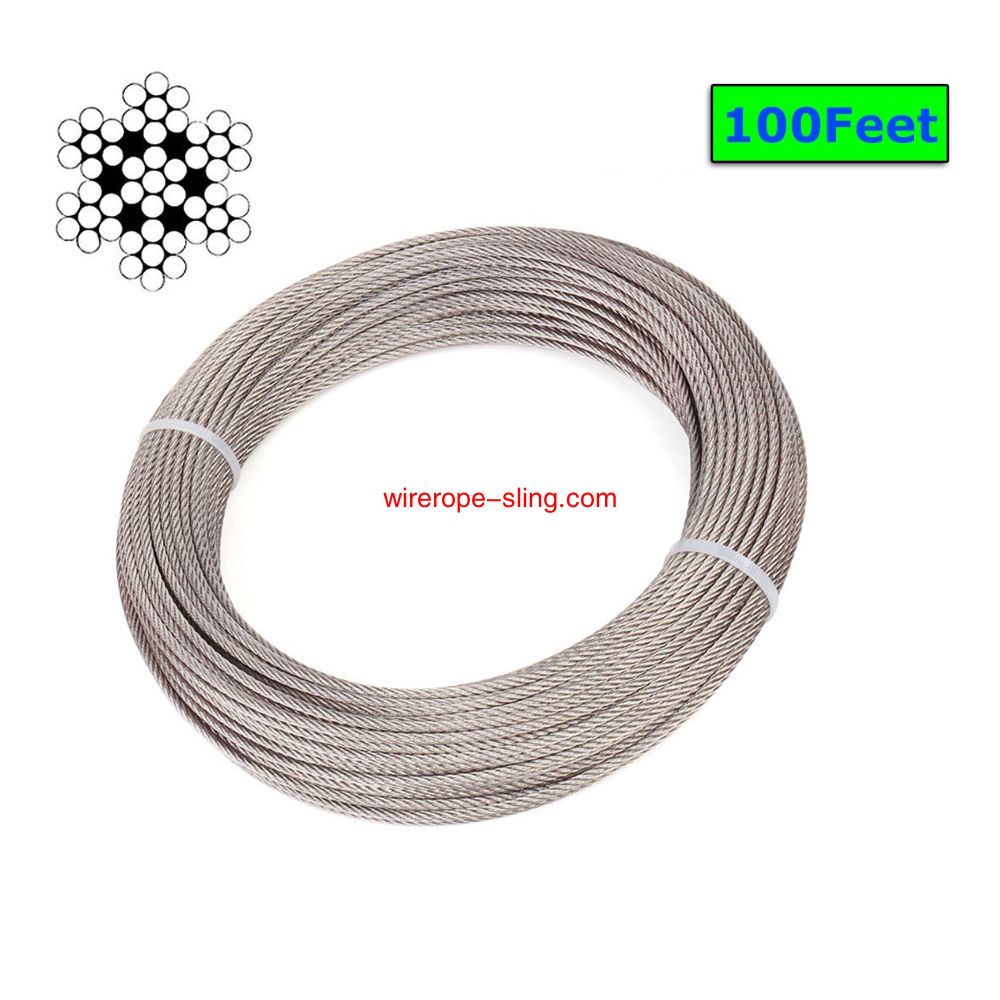 T316 Marine 3mm Stainless Steel Aircraft Wire Rope für Deck Cable Railing Kit,7x7 100/164 Feet