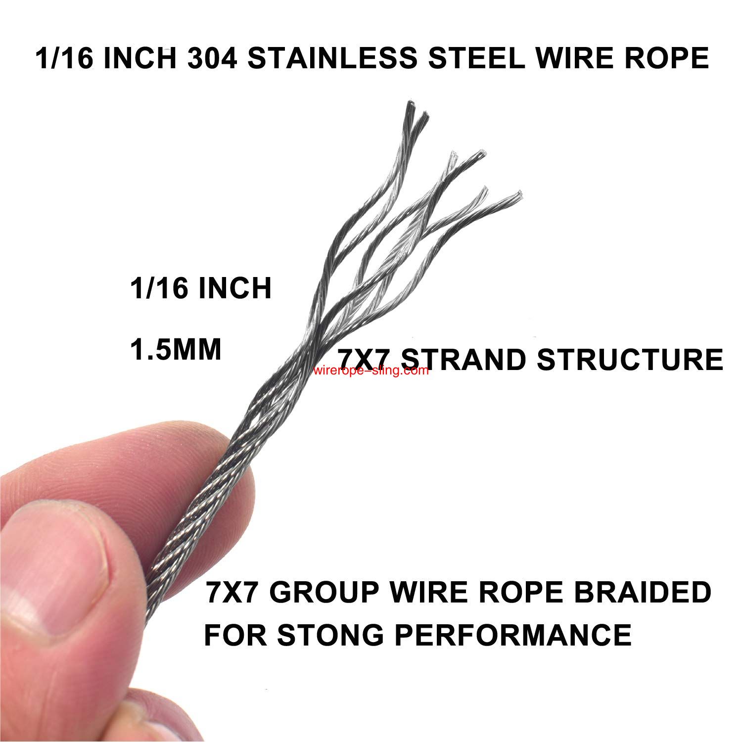 1/16 Ink Vinyl Coated Wire Rope Kit,330 Feet Stainless Steel 304 Wire Rope mit 50 PCS Aluminium Crimp Loop und 10 PCS Clamps