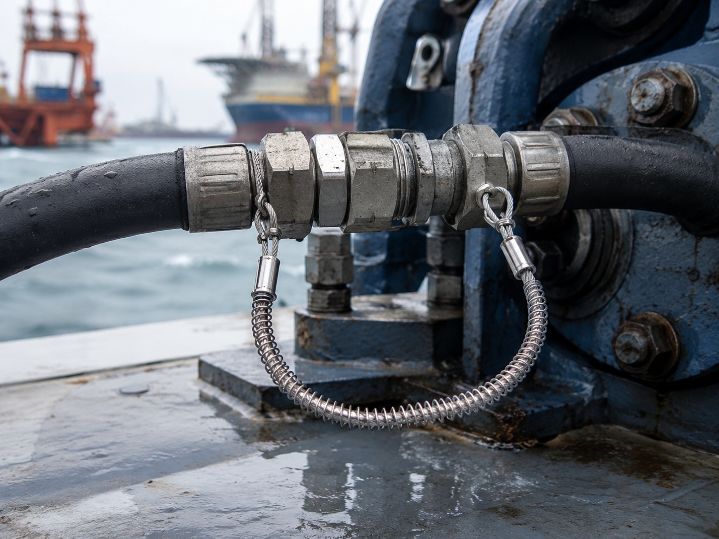 Marine Hydraulikschlauchsicherheitskabel for shipyard and offshore maintenance